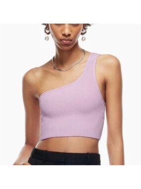 Babaron Sculpt  Knit One-Shoulder Cropped Tank